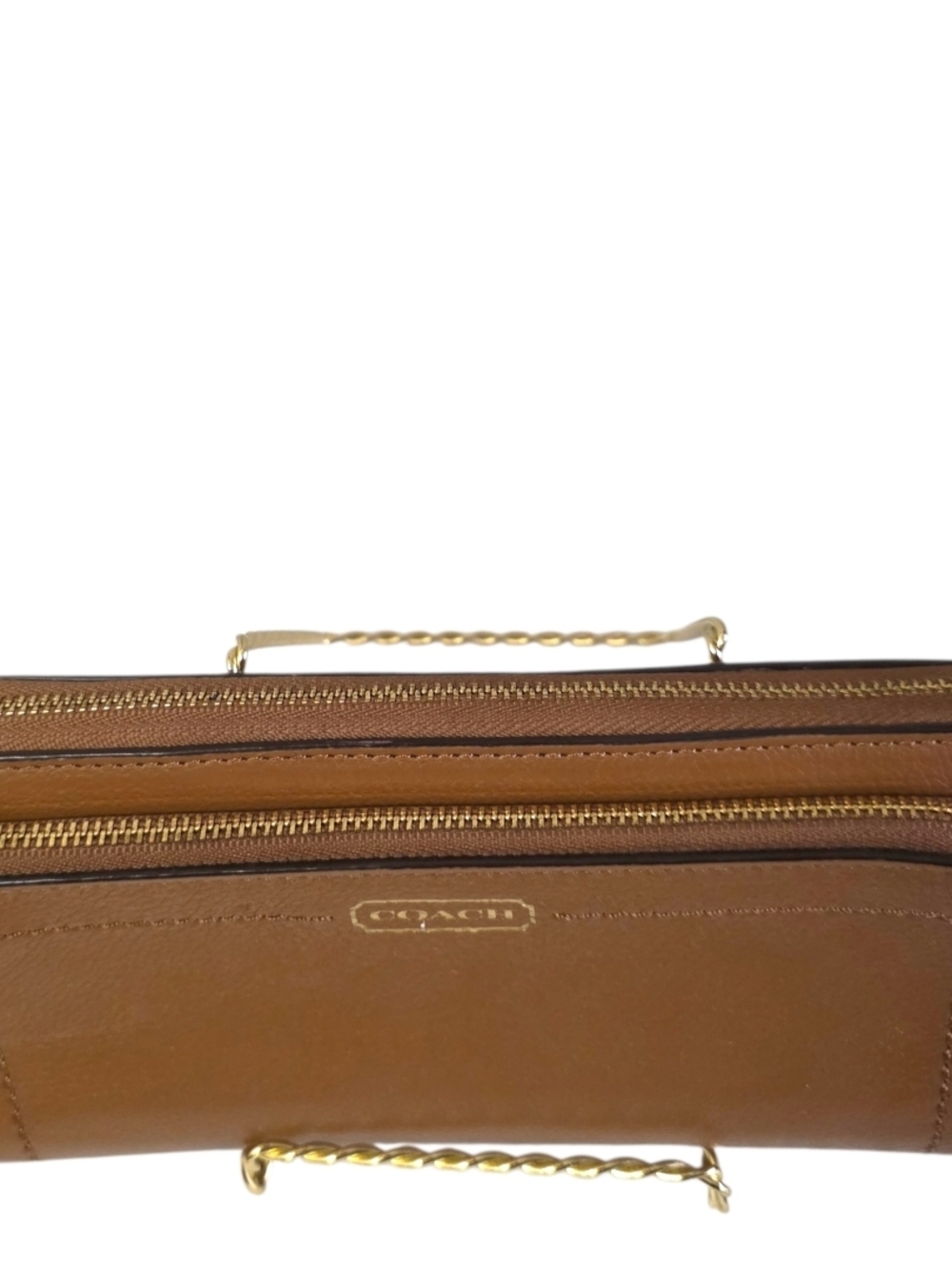 Coach Cognac Leather Double Zip Wallet Wristlet Large Organizer Clutch - Picture 4 of 15